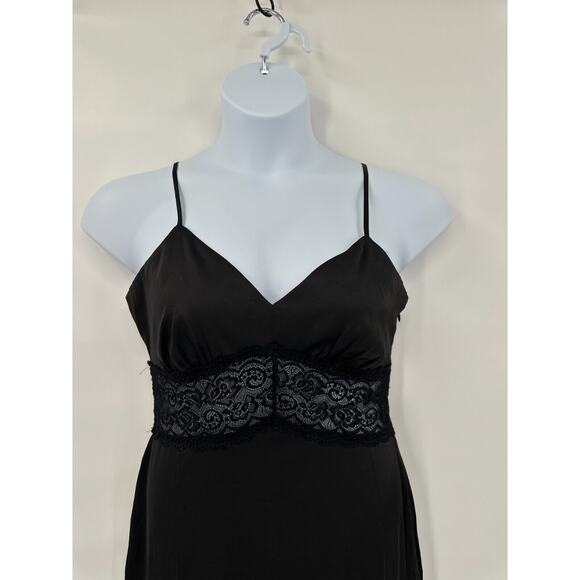 Express Slip Dress Womens Medium Midi Babydoll Black Lace Whimsigoth Witchy Y2K - Picture 4 of 11